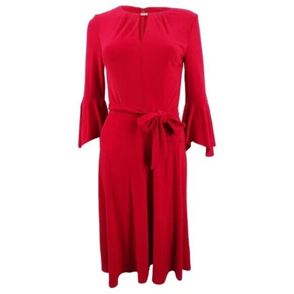 NWT Womens Plus Size 16W Red Ralph Lauren Keyhole Bell-Sleeve Knee-Length Dress - Picture 4 of 6